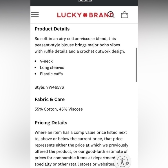 Lucky Brand Crochet Peasant Blouse - Picture 9 of 9